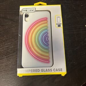 New NIB Micase Tempered Glass Cell Phone Case Iphone XR White Rainbow